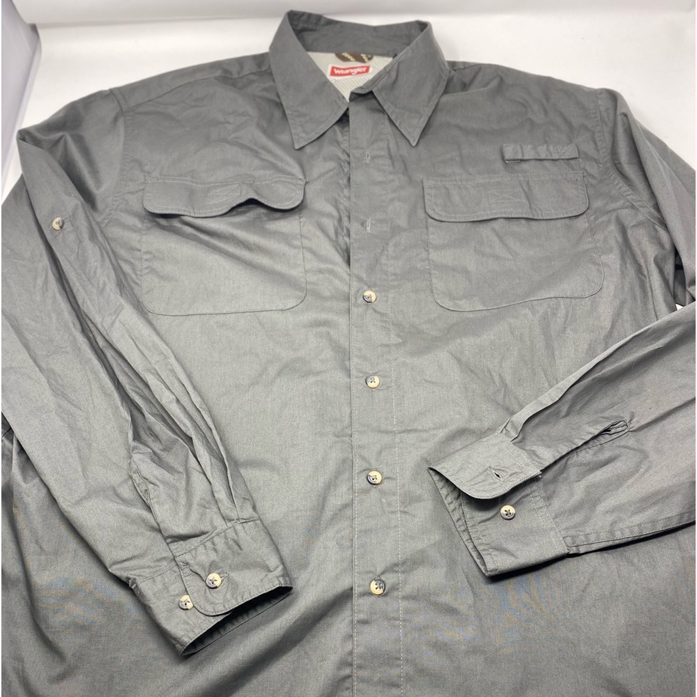 Wrangler western workwear Long sleeve button up men’s shirt, XL dark gray